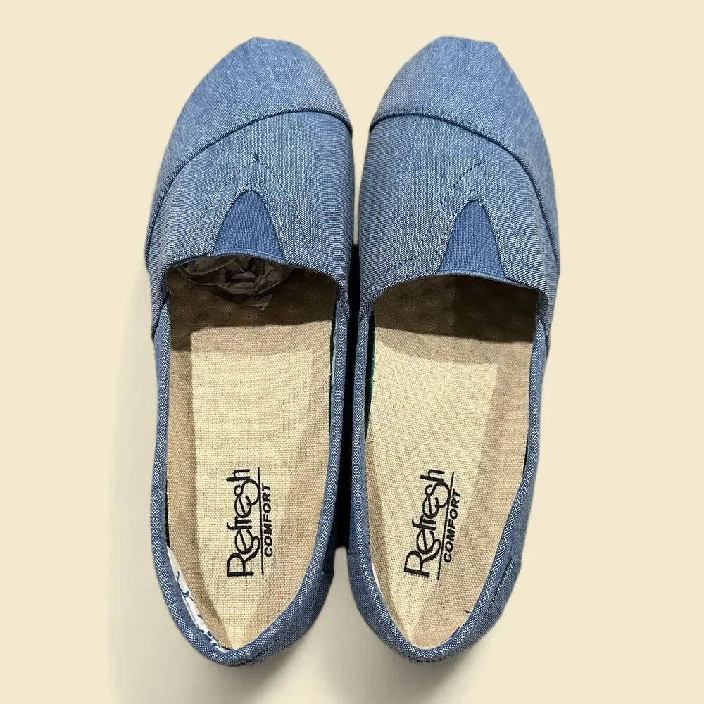 Refresh Comfort Slip Ons Nina Chambray Size 7 - Picture 2 of 5